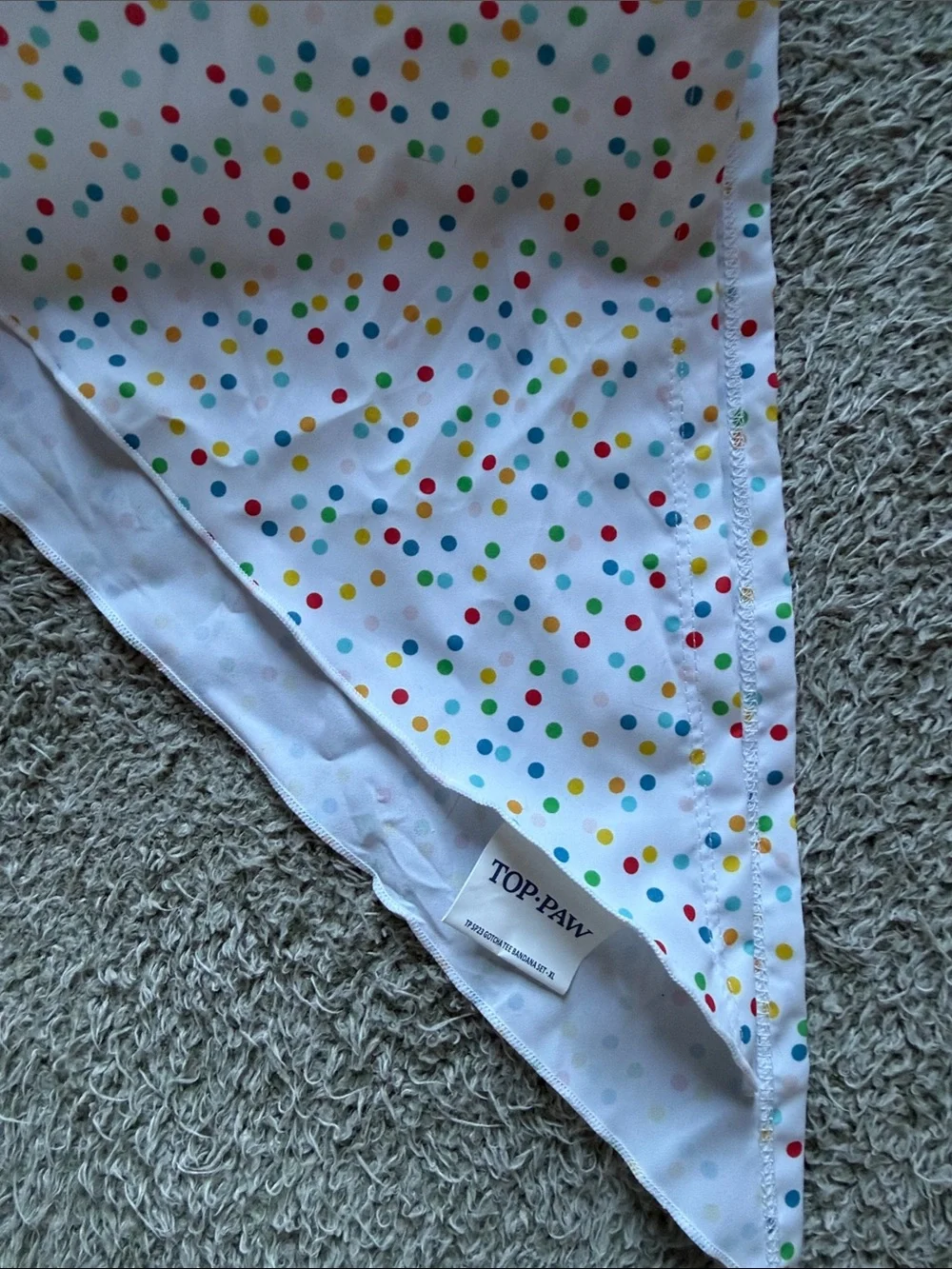 Top Paw White Bandana Bib with Multicolor Polka Dots